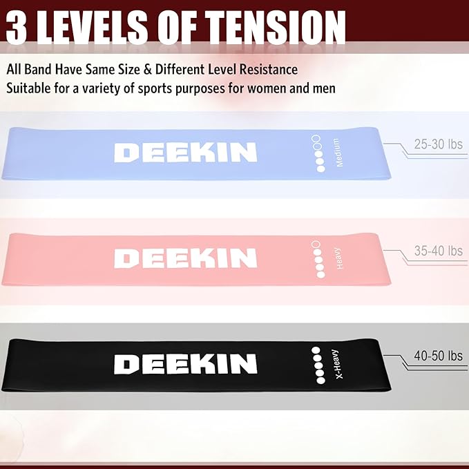 Deekin Resistance Bands Resistance Loop Exercise Bands Exercise Equipment Elastic Ring for Women and Men Home Fitness, Gym, Yoga