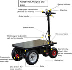 Electric Flatbed Durable Heavy Duty Steel Flatbed Cart Folding Hand Cart 600kg Capacity Reinforced Hand Truck for Warehouse Logistics Construction