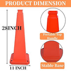 BESEA 6 Pack 28" Bright Orange Traffic Safety Cones with Weighted Base, High-Visibility Parking Cones for Driveways, Business Parking Lots, Garages, Indoor/Outdoor Use