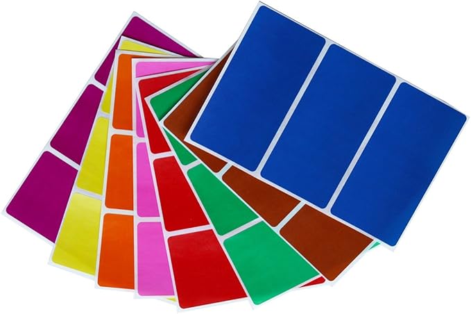 Royal Green Rectangular Stickers Color-Coding Labels for Organizing, Moving, and Storage Boxes 4" x 2" Stickers to Write On Name Tags, 48-Pack (8 Assorted Colors)