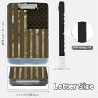 Clipboard with Storage,Clip Boards 8.5X11 with Storage & Pen Holder,Heavy Duty Plastic Nursing Clipboards Foldable,Coaches Clipboard Folder Case,School Office Supplies，USA Flag Camouflage