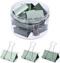 Temiary Aesthetic Binder Clips, 12 Pcs 2 Inches Small Metal Binder Clip with Clear Storage Container, Binding Paperwork Clamps for School Teachers Office Supplies (Green)