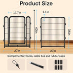 36 inch High, 8 Panels Total 17.7 Ft(L) Tall Garden Fence for Dogs, Wide Door Low Threshold Temporary Fence, Fencing for Garden Beds, Dog Fence Outdoor for Yard