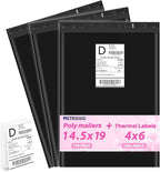 Metronic Poly mailers 14.5x19'' 100pcs with 4x6 Thermal Labels 100 Labels, Strong Adhensive Shipping Bags for Clothing,Waterproof Shipping Envelopes Mailing Bags for Small Business,Black