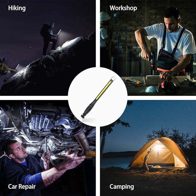 ORHOMELIFE LED Work Light 800 lumens 3300mAh Rechargeable Work light Magnetic Flashlight COB Work Light Handheld Portable Worklight Inspection Light for Car Repair Machine Garage Emergency(2 pack)