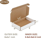 50 Pack 6x4x1 Inches Small Shipping Boxes, White Corrugated Cardboard Boxes, Moving Mailing Packing Box