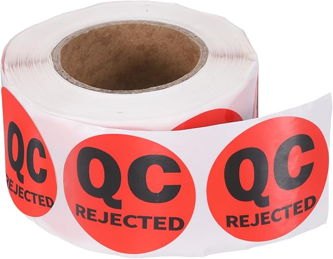 PATIKIL 360 Pcs 1 Roll QC Rejected Labels, 1.5 Inch Circle Inventory Control Adhesive Round Labels Food Service Quality Control Stickers for Warehouse Management Inspection, Red
