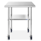 GRIDMANN NSF Stainless Steel Work & Prep Table 36 x 24 Inches with Caster Wheels and Under Shelf for Restaurant, Home, Hotel