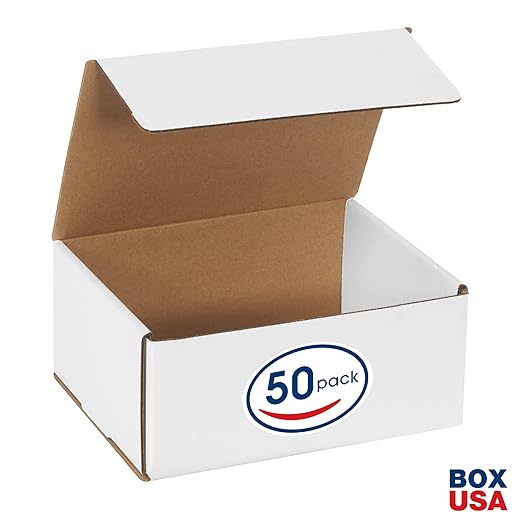 Box USA BM974 9"L x 7"W x 4"H, White (Pack of 50)