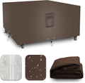 Square Heavy Duty Patio Table Covers Waterproof, 600D Outdoor Dining Table and Chair Set Covers, Outdoor Furniture Cover Waterproof for Sectional Sofa Couch 76''L x 76''W x 32''H, Brown