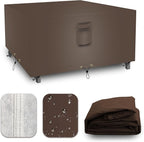 Square Heavy Duty Patio Table Covers Waterproof, 600D Outdoor Dining Table and Chair Set Covers, Outdoor Furniture Cover Waterproof for Sectional Sofa Couch 56''L x 56''W x 32''H, Brown