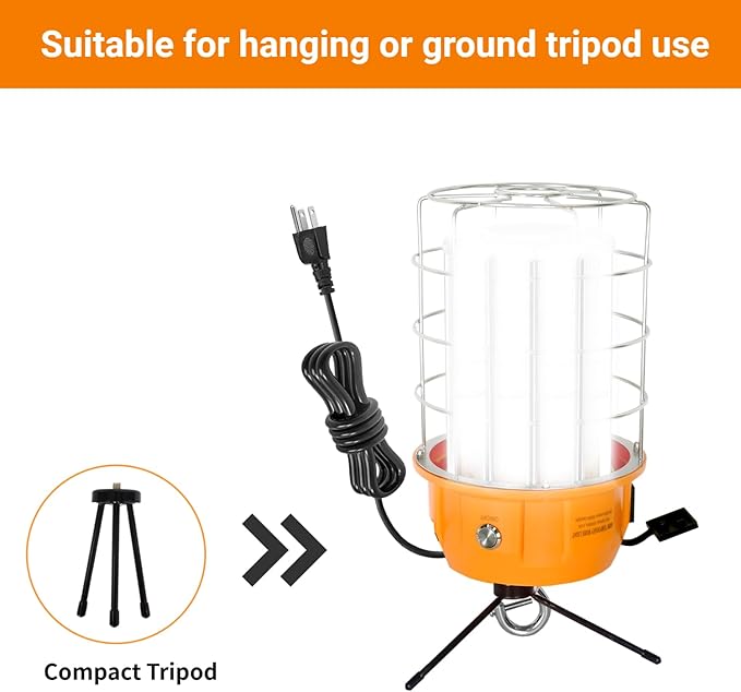 400W LED Temporary Work Light with ON/Off Switch & Hook, 56,000LM 5000K Daylight, Portable Hanging Construction Site Light for Jobsite, Warehouse, Workshop, Outdoor Projects