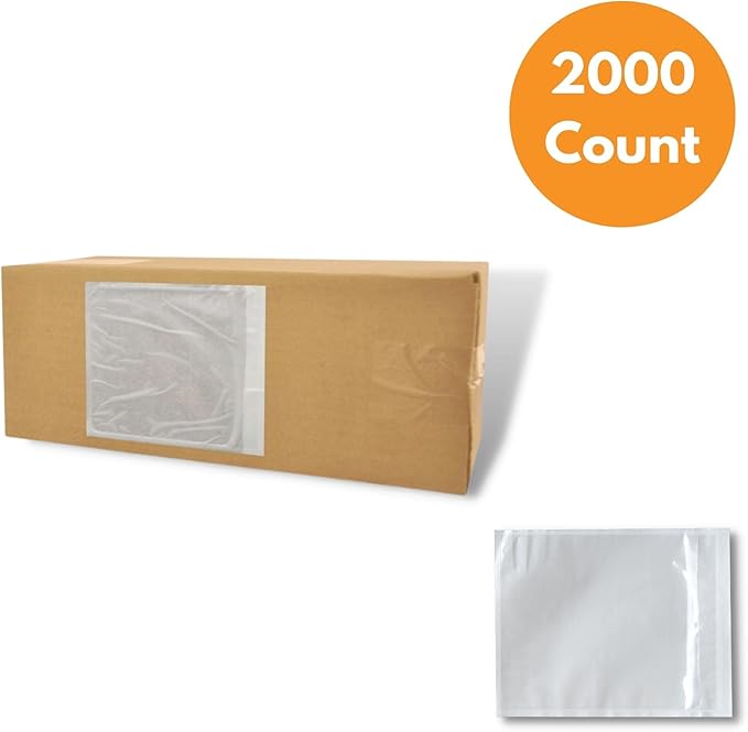 PSBM 2,000 PCS 5.12 x 8 Inch Clear Self-Adhesive Packing List Envelopes, Plastic Shipping/Mailing Pouch Enclosed Bags for Packing Slips Invoice Label