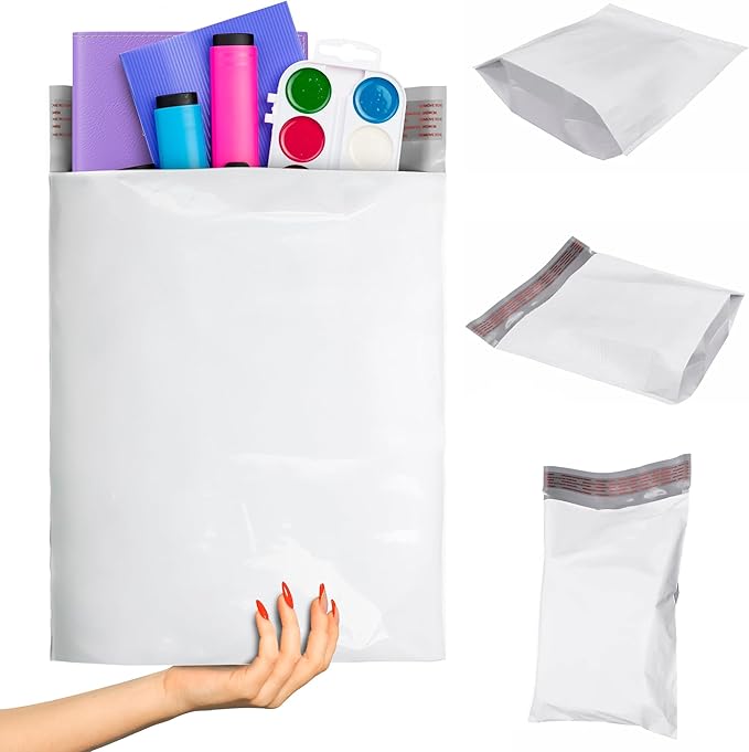 ABC PACK & SUPPLY White Gusseted Poly Mailers, 11 x 13 x 4 Inch. Pack of 500 Expansion Poly Mailers Bags. Shipping Envelopes for Clothing, 2.5 Mil. Plastic Shipping Bags Self Seal. Mailing Packages