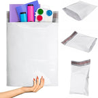 ABC PACK & SUPPLY White Gusseted Poly Mailers, 11 x 13 x 4 Inch. Pack of 500 Expansion Poly Mailers Bags. Shipping Envelopes for Clothing, 2.5 Mil. Plastic Shipping Bags Self Seal. Mailing Packages