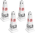 No Parking Sign, 26.4-Inch Traffic Safety Cone, White Plastic, High-Visibility, Weatherproof, Slip-Resistant Base, Stackable, Indoor Outdoor Use-4Pack