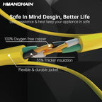HUANCHAIN Outdoor Extension Cord 60 Foot Waterproof, 16/3 Gauge Flexible Cold-Resistant Appliance Extension Cable Outside, 10A 1250W 16AWG, 3 Prong Electric Cord Yellow, ETL