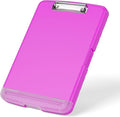Rimilak Plastic Clipboard with Storage, 8.5 x 11 High Capacity Folio Nursing Case with Pen Holder, Size 14.2 x 9.6 x 1.2″ Folder Side-Opening for Classroom, Teacher, Smooth Writing, Magenta