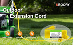 Outdoor Extension Cord Waterproof 100 FT, Black 12/3 SJTW Heavy Duty, Flexible 100% Copper 3 Prong Extension Cord for Lawn, Garage,UL Listed