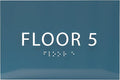6" X4" Floor 5 Sign - ADA Compliant Tactile Graphics Grade 2 Braille Text | Wall Mount Plastic Directional Assistance, Floor Number Sign for Office, Schools, Hospitals, Apartments
