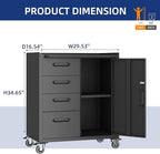 Metal Tool Cabinet,Garage Storage Cabinet System,Wall Cabinet & Locking Rolling Tool Cabinet with Doors and Adjustable Shelves,Steel Tool Cabinets for Home (2 Pcs-StyleF, Black)