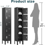 Metal Lockers - 66" Height Steel Lockers for Employees with 5 Door Storage Locker with Card Slot for Employees Gym School Home Office Garage - Assembly Required