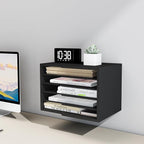 LAPTAIN Desktop File Sorter with 4 Adjustable Shelves for Home and Office, Paper Letter Tray Organizer Wall Mount, Black