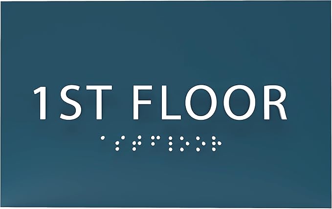 6" X4" 1st Floor Sign - ADA Compliant Tactile Graphics Grade 2 Braille Text Wall Sign| Directional Assistance, Floor Number Sign for Office, Schools, Hospitals, Apartments