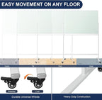 TSJ-OFFICE Rolling Glass Whiteboard on Wheels - 48" x 32" Magnetic Mobile Dry Erase Board with Stand, Large Rolling White Board with 25 Sheets Paper Pad, Transparent Tempered Glass Board Office, Home