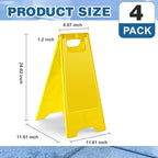 4 Pack 24 Inch Blank Floor Sign Yellow A-frame Foldable Caution Sign Write-On Double Sided Safety Warning for Pool Restaurant Restroom Office