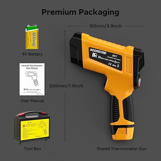 -58°F to 3992°F High-Temp Infrared Temperature Gun, Industrial Laser Thermometer Gun High Precision Triple Laser Non-Contact Pyrometer Termometer for Furnace, Kiln, Forge, Furnace, Engine, HVAC