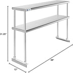 GRIDMANN NSF Stainless Steel Commercial Kitchen Prep & Work Table Plus A 2 Tier Shelf - 48 in. x 12 in.