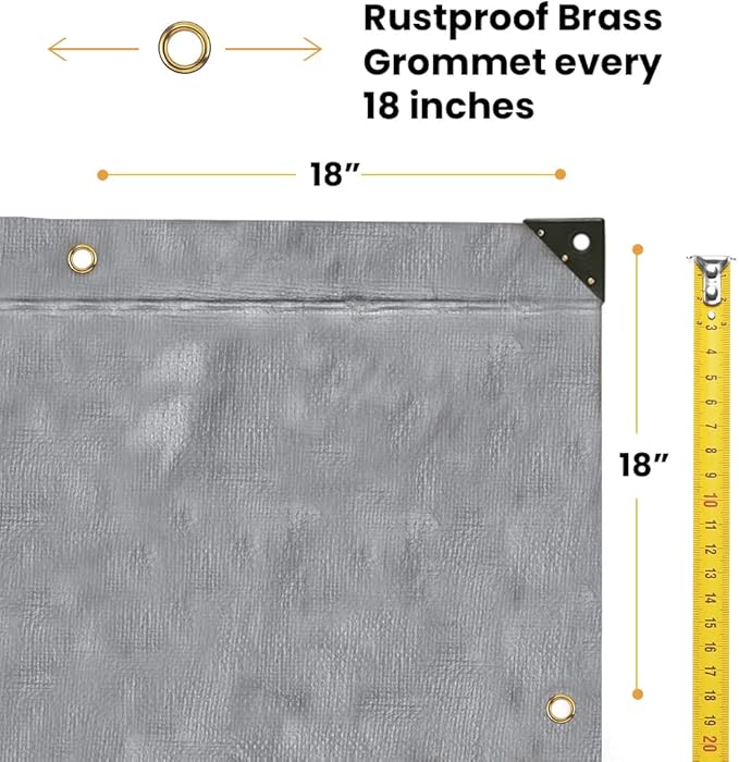 WHITEDUCK Super Heavy Duty Poly Tarp Cover 16 Mil & 10 Mil with Grommets and Reinforced Edges (Brown, White & Silver Black) (Silver Black- 10 Mil, 12' x 20')