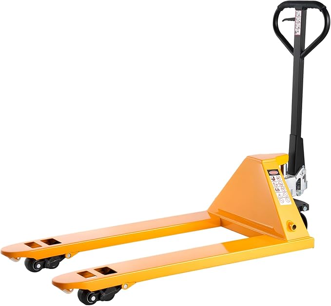 VEVOR Pallet Jack, 5500 lbs Load Capacity, Manual Pallet Truck with 48L x 27W Inch Forks for Material Handling, 3.35-7.1 Inch Fork Lift Height Range, Suitable for Warehouse, Supermarket, Manufacturing
