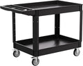 2-Tier Rolling Tool Cart,Heavy-Duty Plastic Service Cart with Lipped Shelves,550 lbs Capacity Utility Cart,46 x 26 Inch Rolling Work Carts for Garage,Salon,Kitchen,Office-Black