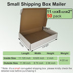 50 Pack 11.125x8.625x2'' Shipping Boxes, White Corrugated Cardboard Mailers for Mailing Packaging Small Business(W1182-50)