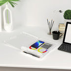 Piasoenc Clipboard with Storage, 8.5 x 11 Organization Box with Pen Holder and A4 Legal Paper Folder, Folio & Side-Opening, Low Profile Clip,for Nurses,Teachers, Size 14 x 9.6 x 1.2 in, White
