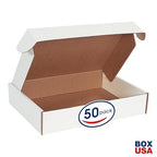 Box USA 15" Deluxe Shipping Boxes 15 1/8"L x 11 1/8"W x 3"H, 50-Pack - White Box Mailers for Packaging, Storage, Gifts or Bulk Business Orders