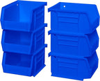 Akro-Mils 30210 AkroBins Plastic Storage Bins, Space-Saving Stackable Bins for Garage, Pantry, Craft Organization, 5" x 4" x 3", Blue, 6-Pack