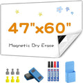 Magnetic Whiteboard Contact Paper, 47" x 60" Stick on Magnetic Dry Erase White Board Sticker on Wall, Easy to Write for Drawing, School, Office, Kitchen Fridge
