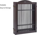 unipaws 144" Extra Wide Dog Gate and Pet Playpen, Free Standing Tall Dog Fence with Walk Through Door, Barriers for Home, Use as Indoor Cats Pen, Rabbit Pen, Espresso
