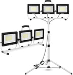 UFOND 22000 Lumen LED Work Light with Stand,3 Head Portable Work Lights with Individual Switch,Waterproof Work Lamp, Adjustable Metal Telescoping Tripod with Power Cord