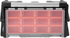 WALFRONT Electronic Tool Box Small Parts Organizer, 18 Compartment Dual Layer PP Aluminum Alloy Storage for Garage and Outdoor Tasks