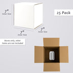 Frametory 7x7x7 Pack of 25 Corrugated Cardboard Packing Shipping Mailing Moving Carton Boxes, White
