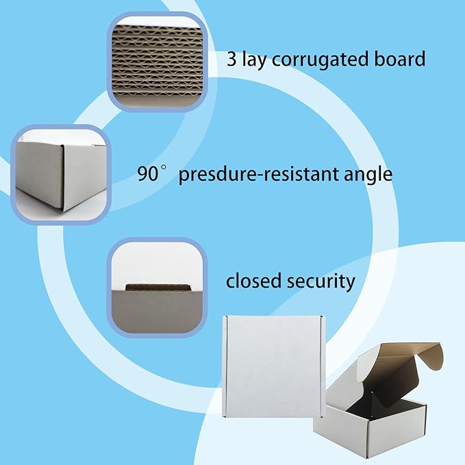 5x5x2 inch Shipping Boxes, White Corrugated Cardboard Box Literature Mailing Shipping Packaging Recyclable Storage Boxes and Craft Gifts Giving Products Business White Box Set of 25 (5''x5''x2'')