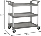 Winco Heavy-Duty Utility Cart, 3 Shelf, 400 Lb Capacity, Gray