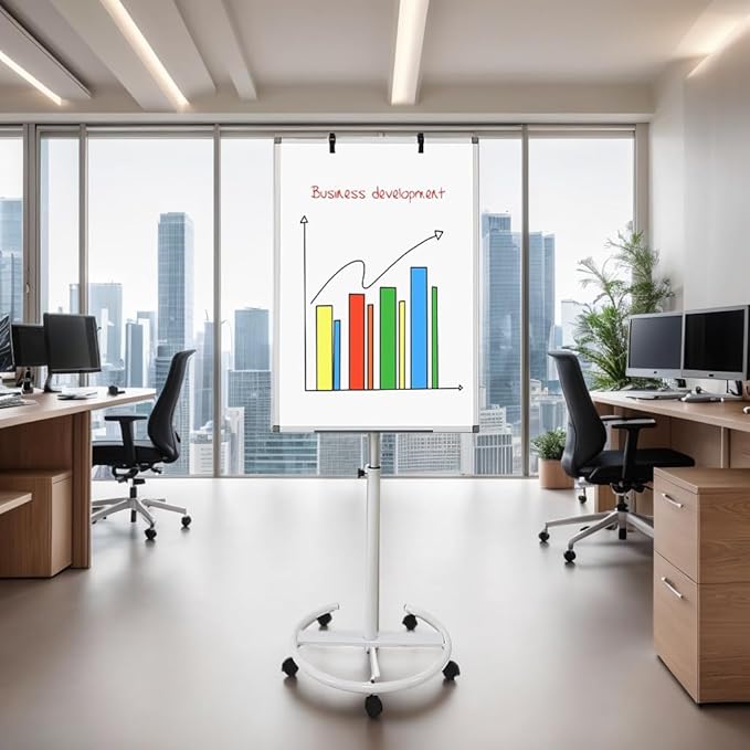 Mobile Dry Erase Board – 40x28 inches Height Adjustable Magnetic Portable Whiteboard Stand Easel White Board Flipchart Easel Board with 25 Sheets Paper Pad (40''x28'' White)