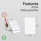 Hehua 10-Roll 2-1/4" x 1-1/4" Compatible with DYMO Labelwriter 550 5XL 30334 with RFID Chip, Multipurpose Barcode & FNSKU Labels, Perforated, Compatible with DYMO Desktop Printers, Total 10000 Labels