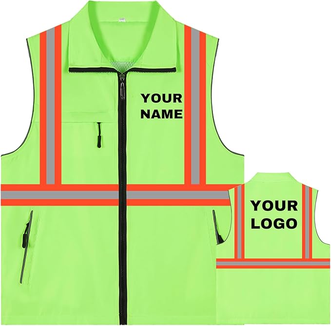 YOWESHOP Lightweight Zip-Up Safety Vest with Pockets for Outdoor Activities,Custom Logo Sleeveless Windbreaker