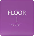 Deep Violet ADA Floor 1 Sign with Braille – Made from Durable Acrylic and Ready to Mount